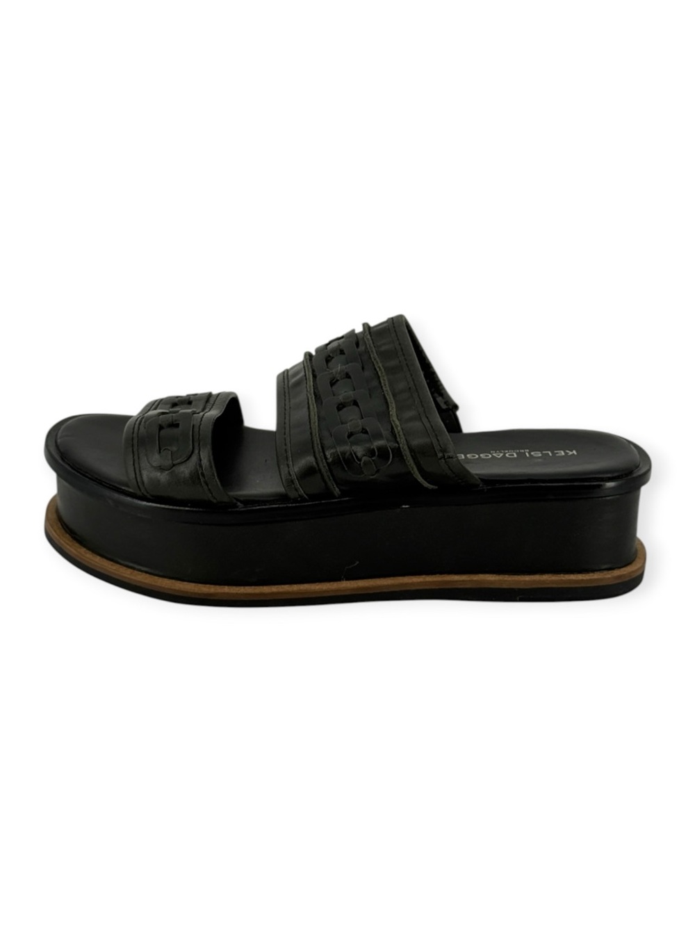 NWOT Kelsi Dagger Black Braided Platform Slide Sandals